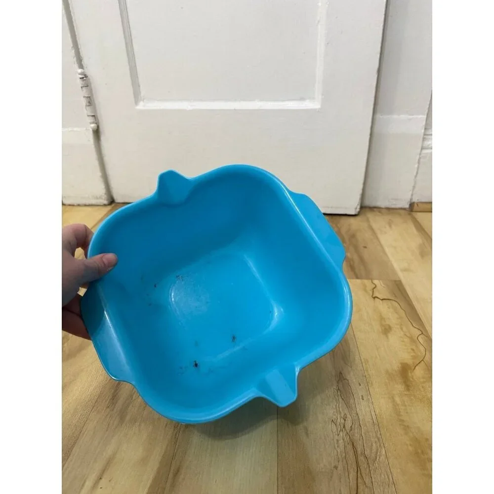 Blue Plastic Mixing Bowl with Pour Spouts